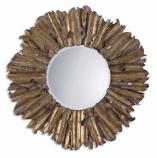 Hemani Antiqued Gold Leaf Round Mirror