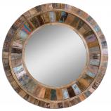 Jeremiah Reclaimed Old Doors Fastened To Solid Mango Wood Round Mirror
