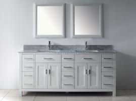73 Inch Double Bathroom Vanity in White with a Choice of Top ...