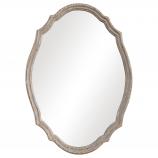 Oval Wall Mirror with Light Ivory Distressing Frame