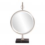 Medallion Silver with Black Faux Marble Mirror