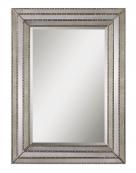 Seymour Rectangular Antiqued Inlays with Burnished Silver Details Mirror