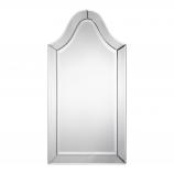 Sharply Curved Arched Top Mirror with Beveled Mirror Facets Mirror