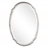Oval Beveled Silver Frame Decorative Mirror