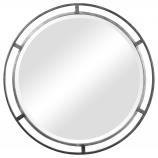 Round Beveled Decorative Mirror with Two Tone Silver Frame